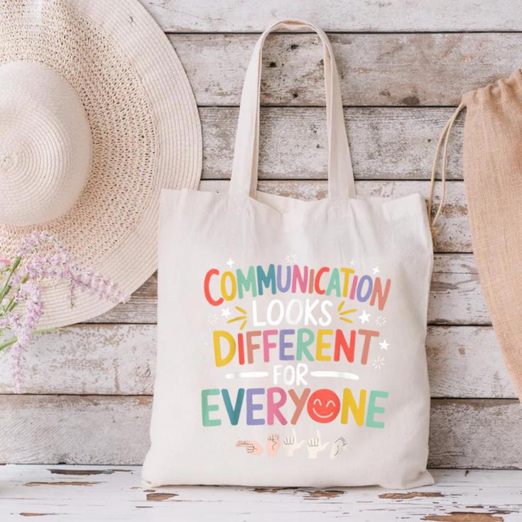 Communication ASL Teacher Deaf People ASL Interpreter Canvas Tote Bag, gift for family, gift for coworker