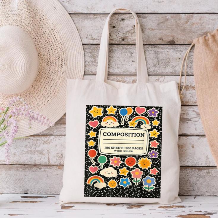 Composition Notebook Costume Teacher Matching Halloween Book Canvas Tote Bag, gift for family, gift for coworker Composition Notebook Costume Teacher Matching Halloween Book Canvas Tote Bag, gift for family, gift for coworker