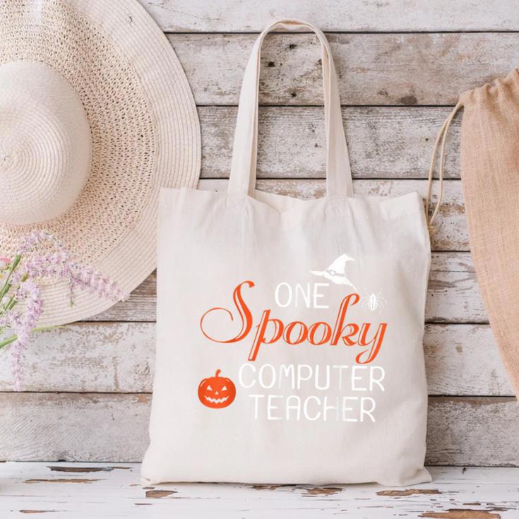 Computer Teacher Halloween Spooky Men Women Kids Canvas Tote Bag, gift for family, gift for coworker Computer Teacher Halloween Spooky Men Women Kids Canvas Tote Bag, gift for family, gift for coworker