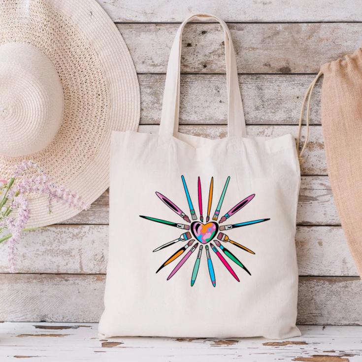 Cool Brush Heart Shape Art Teacher Paint For Artist Painter Canvas Tote Bag, gift for family, gift for coworker Cool Brush Heart Shape Art Teacher Paint For Artist Painter Canvas Tote Bag, gift for family, gift for coworker