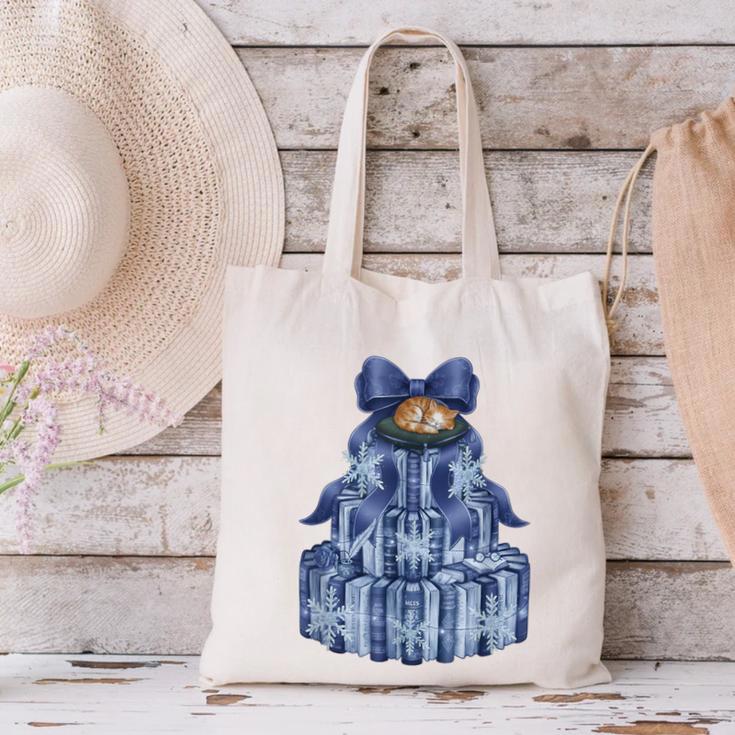 Coquette Bow Book Tree Merry Christmas Xmas Teacher Holiday Canvas Tote Bag, gift for family, gift for coworker Coquette Bow Book Tree Merry Christmas Xmas Teacher Holiday Canvas Tote Bag, gift for family, gift for coworker