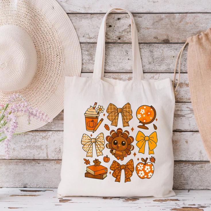 Coquette Teach Teacher Bows Thanksgiving Turkey Fall Autumn Canvas Tote Bag, gift for family, gift for coworker Coquette Teach Teacher Bows Thanksgiving Turkey Fall Autumn Canvas Tote Bag, gift for family, gift for coworker