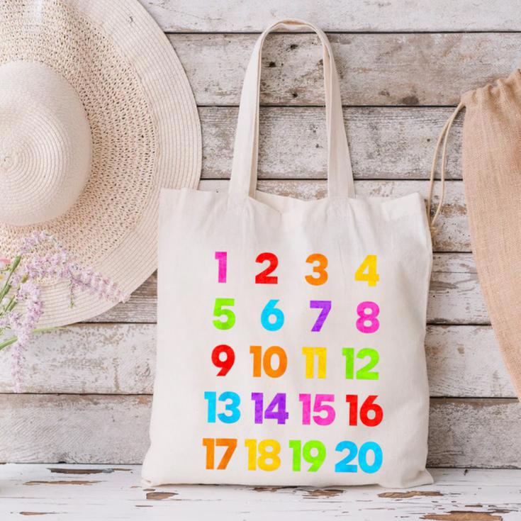 Counting 1-10 Learn To Count Number School Kids Teacher Canvas Tote Bag, gift for family, gift for coworker