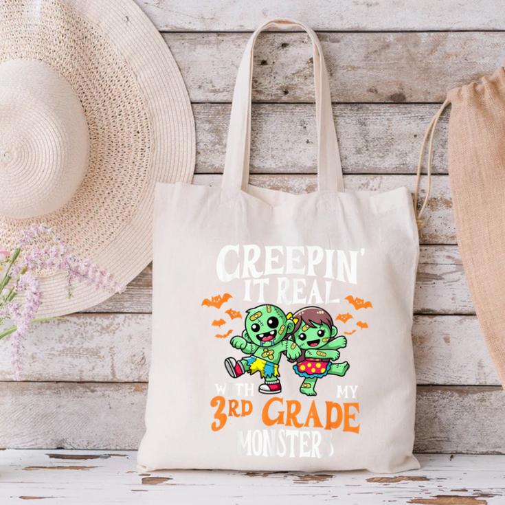Creepin It Real Monster School 3rd Grade Teacher Halloween Canvas Tote Bag, gift for family, gift for coworker Creepin It Real Monster School 3rd Grade Teacher Halloween Canvas Tote Bag, gift for family, gift for coworker