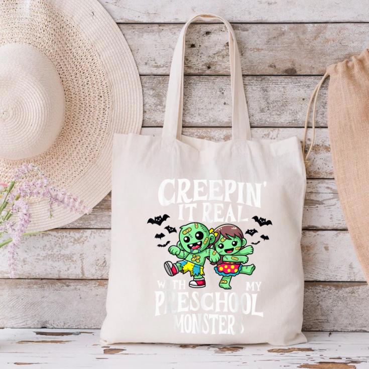 Creepin It Real Monster School Preschool Teacher Halloween Canvas Tote Bag, gift for family, gift for coworker Creepin It Real Monster School Preschool Teacher Halloween Canvas Tote Bag, gift for family, gift for coworker