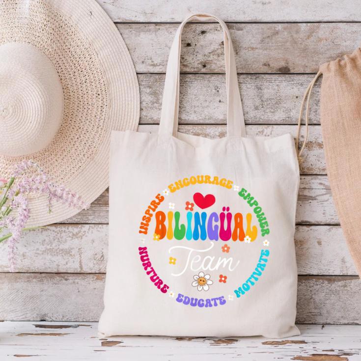 Cultivando Bilingues Dual Language Bilingual Team Teacher Canvas Tote Bag, gift for family, gift for coworker