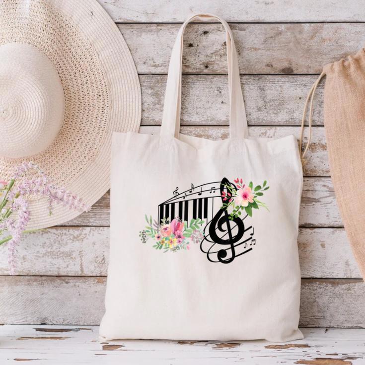 Cut Music Teacher Shirt With a Piano Keys Notes And Flowers Canvas Tote Bag, gift for family, gift for coworker Cut Music Teacher Shirt With a Piano Keys Notes And Flowers Canvas Tote Bag, gift for family, gift for coworker