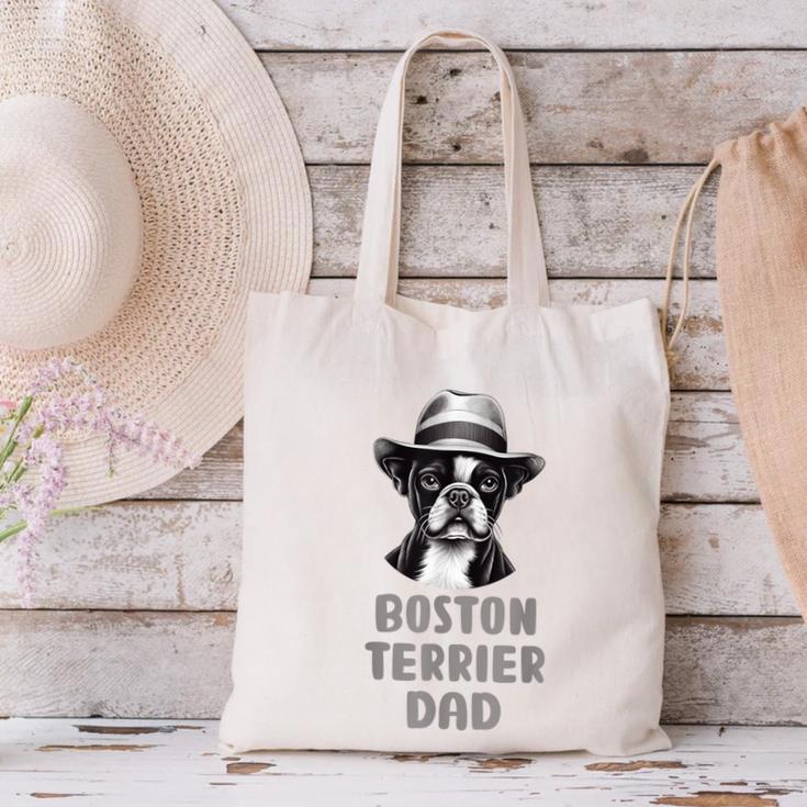 Cute Boston Terrier Dad Dog Lovers Puppy Bostie Owner Canvas Tote Bag, Boston Terrier Dad Tote Bags, gift for family, gift for coworker