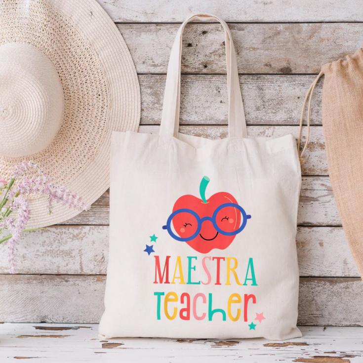 Cute Maestra Teacher Canvas Tote Bag, gift for family, gift for coworker