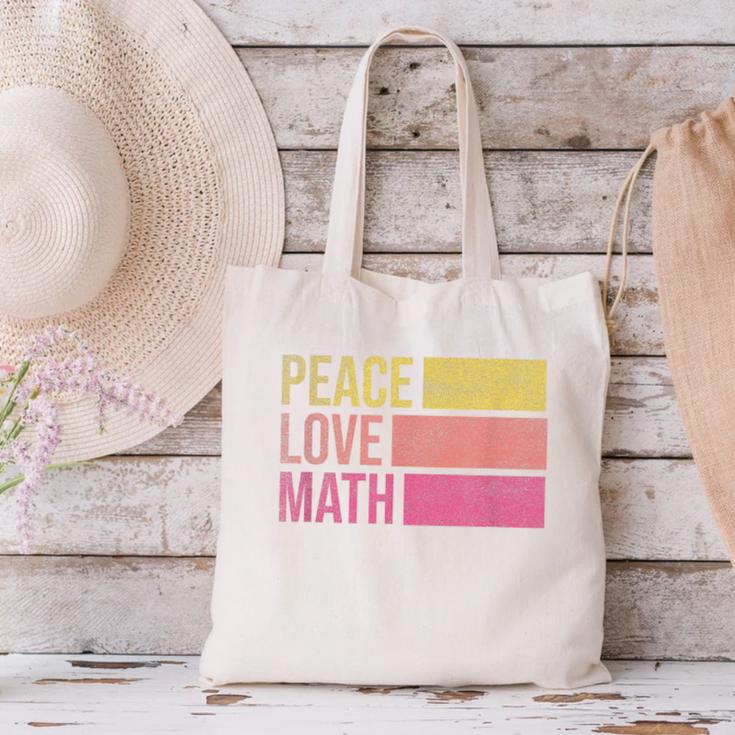 Cute Math Teacher Peace Love Math Canvas Tote Bag, gift for family, gift for coworker
