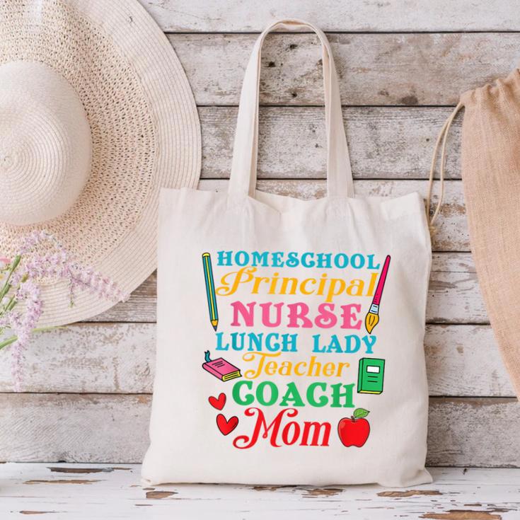 Cute Principal Nurse Lunch Lady Teacher Coach Homeschool Mom Canvas Tote Bag, gift for family, gift for coworker