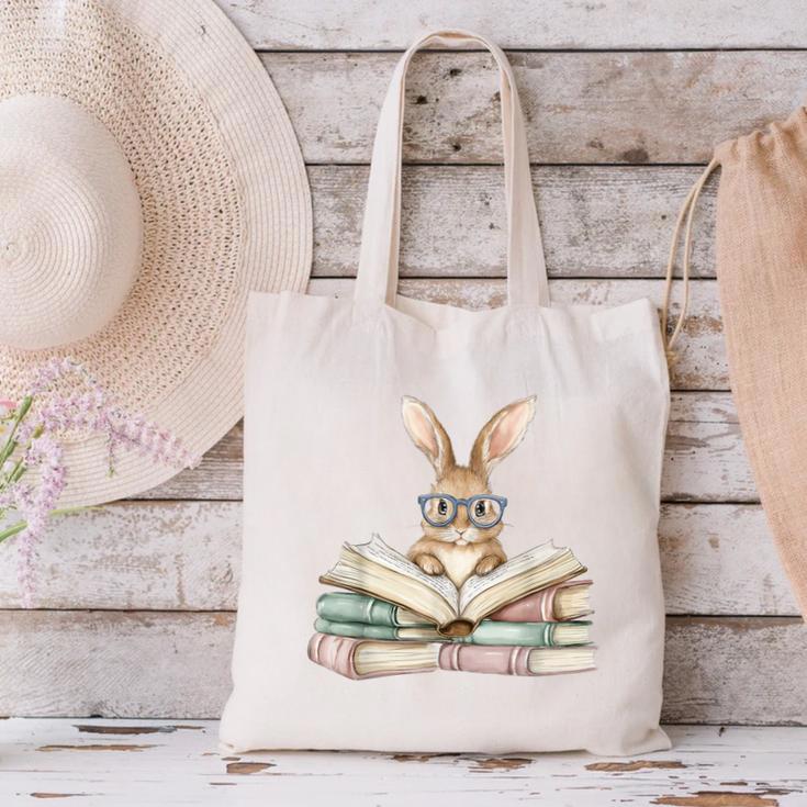 Cute Reading Bunny Glasses Books Bookworm Reader Teacher Canvas Tote Bag, gift for family, gift for coworker Cute Reading Bunny Glasses Books Bookworm Reader Teacher Canvas Tote Bag, gift for family, gift for coworker