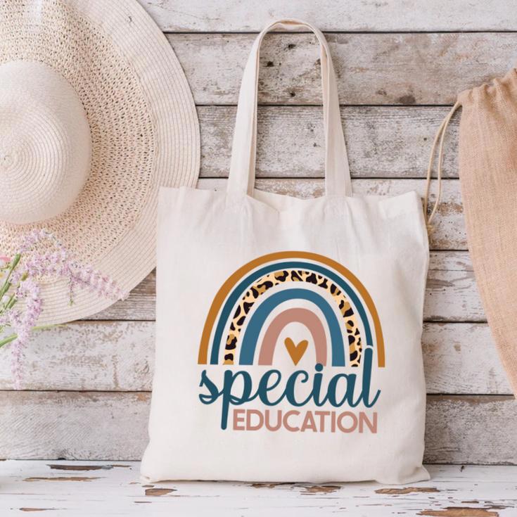 Cute Special Education Leopard Print SPED Teacher Idea Canvas Tote Bag, gift for family, gift for coworker