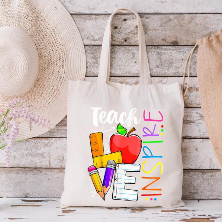 Cute Teach Love And Inspire Men Women Teacher Canvas Tote Bag, gift for family, gift for coworker Cute Teach Love And Inspire Men Women Teacher Canvas Tote Bag, gift for family, gift for coworker
