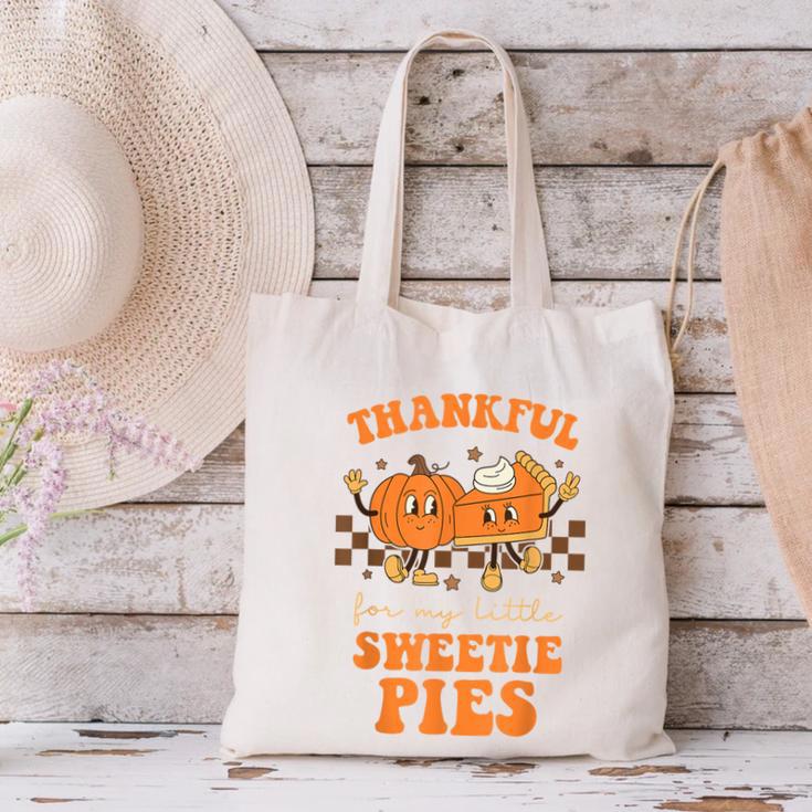Cute Thanksgiving Teacher Thankful For My Sweetie Pies Mom Canvas Tote Bag, gift for family, gift for coworker