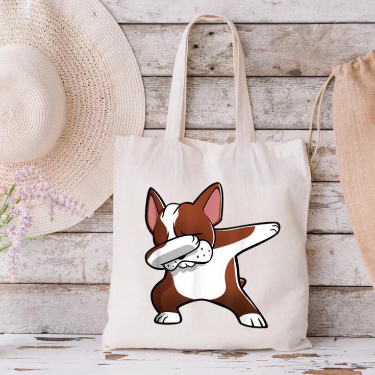Dabbing Red Boston Terrier Dab Dance Dog Men Women Kids Canvas Tote Bag, gift for family, gift for coworker