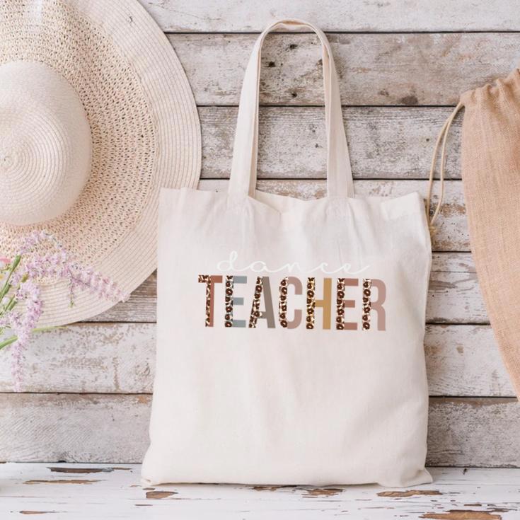 Dance Teacher Leopard Appreciation For Women For Work Canvas Tote Bag, gift for family, gift for coworker Dance Teacher Leopard Appreciation For Women For Work Canvas Tote Bag, gift for family, gift for coworker