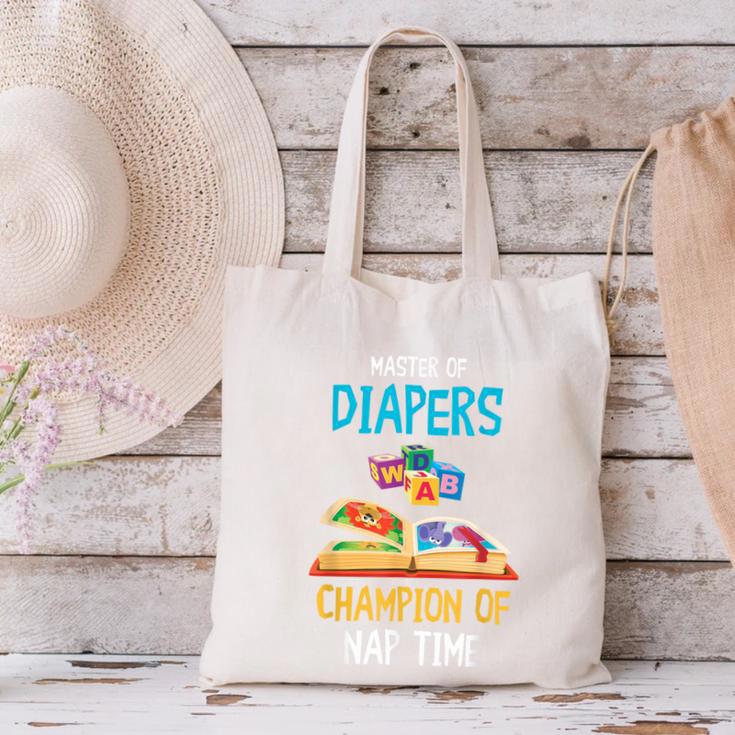 Daycare Provider Master Of Diapers Childcare Teacher Canvas Tote Bag, gift for family, gift for coworker