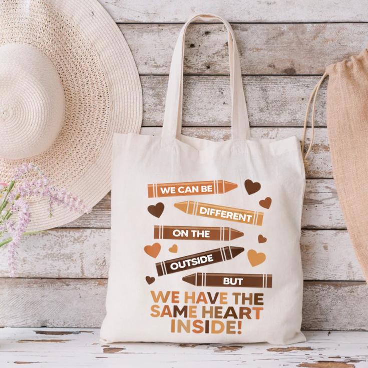 We Can Be Different On The Outside Melanin Teacher Men Women Kids Canvas Tote Bag, gift for family, gift for coworker We Can Be Different On The Outside Melanin Teacher Men Women Kids Canvas Tote Bag, gift for family, gift for coworker