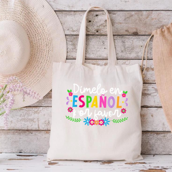 Dimelo En EspañOl Maestra De EspañOl Spanish Teacher Canvas Tote Bag, gift for family, gift for coworker Dimelo En EspañOl Maestra De EspañOl Spanish Teacher Canvas Tote Bag, gift for family, gift for coworker