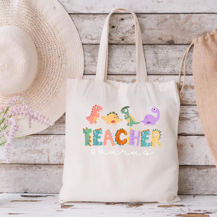 Dinosaur Teacher Teachersaurus Rex Dino Canvas Tote Bag, gift for family, gift for coworker