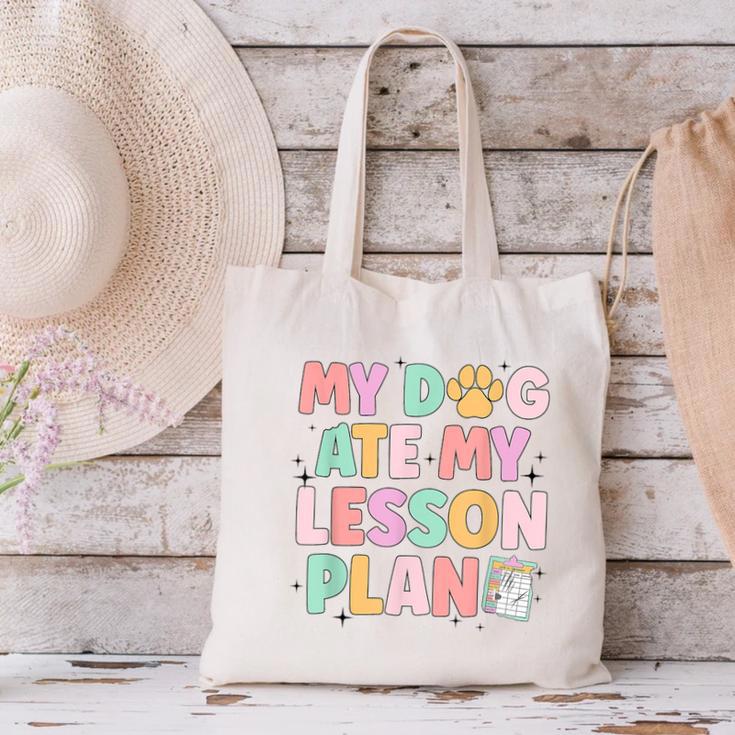 My Dog Ate My Lesson Plan Kindergarten Teacher Dog Lover For Men Women Canvas Tote Bag, gift for family, gift for coworker