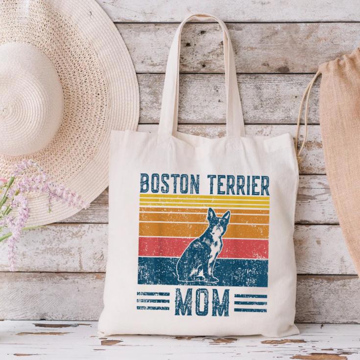 Dog Boston Terrier Mom Vintage Boston Terrier Mom Canvas Tote Bag, Boston Terrier Mom Tote Bags, gift for family, gift for coworker