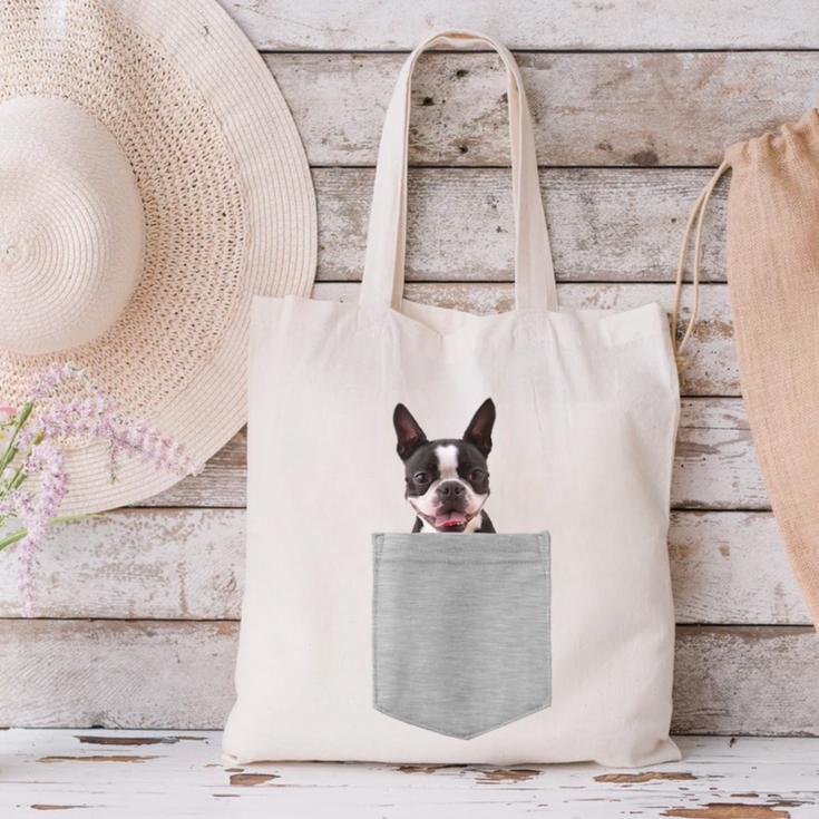 Dog In Your Pocket Boston Terrier For Men Women Girls Kids Canvas Tote Bag, gift for family, gift for coworker