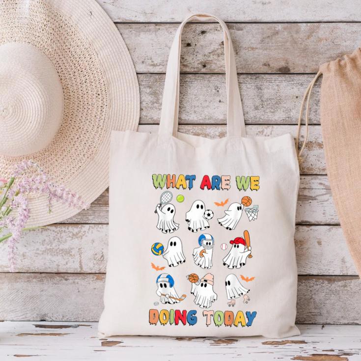 What Are We Doing Today Ghost PE Teacher Team Halloween Canvas Tote Bag, Pe Teacher Tote Bags, gift for family, gift for coworker What Are We Doing Today Ghost PE Teacher Team Halloween Canvas Tote Bag, Pe Teacher Tote Bags, gift for family, gift for coworker
