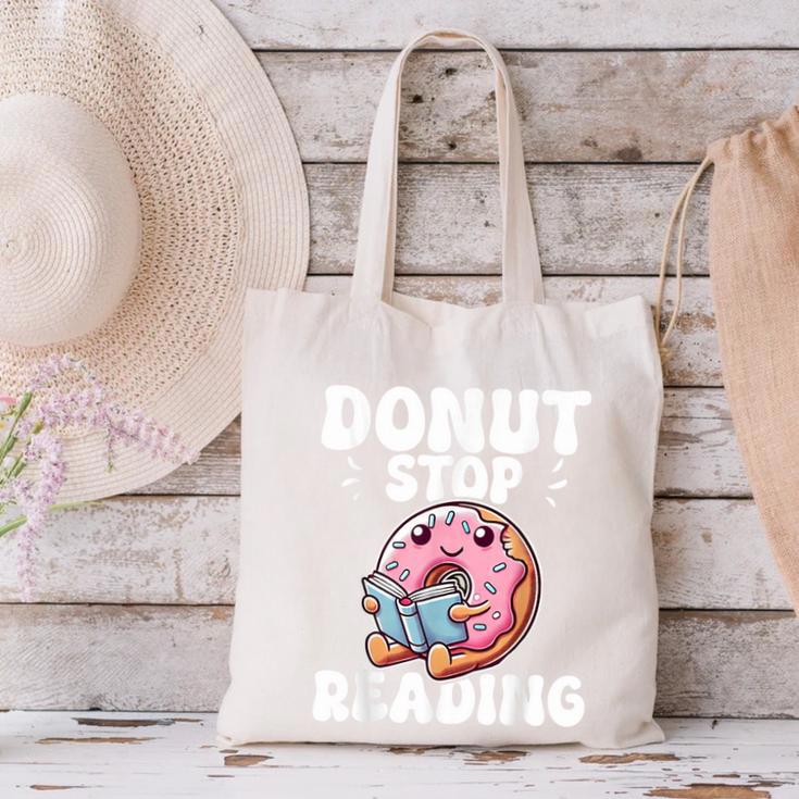 Donut Stop Reading Kawaii Teacher Preschool Kindergarten Canvas Tote Bag, gift for family, gift for coworker