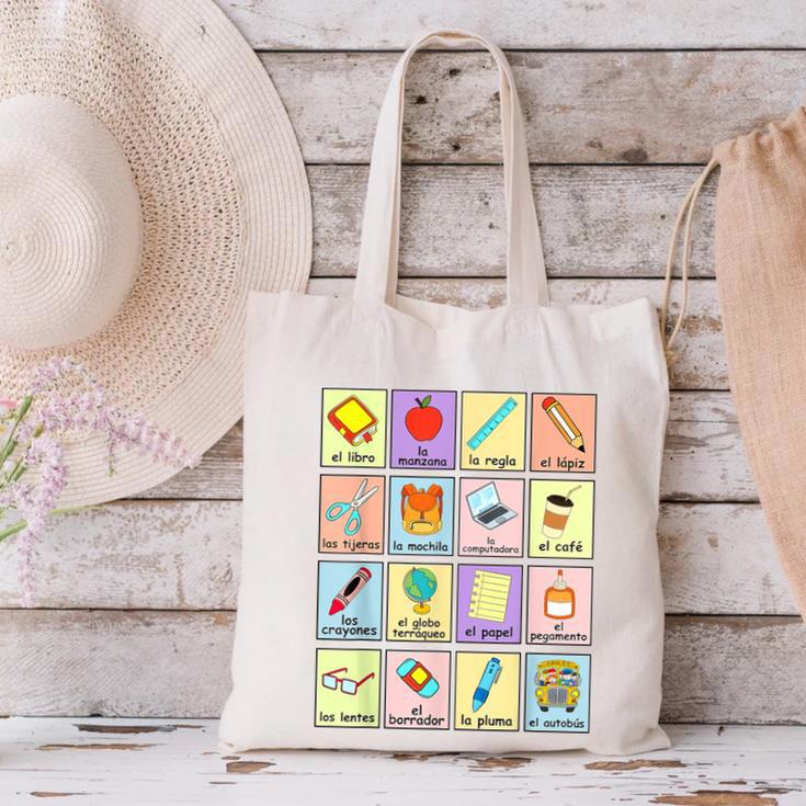 Dual Language Crew Bilingual Spanish Teacher Back To School For Men Women Canvas Tote Bag, gift for family, gift for coworker
