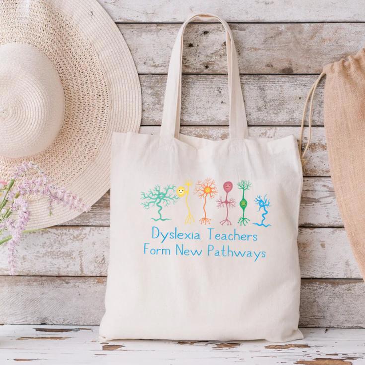 Dyslexia Teachers Form New Pathways Awareness Canvas Tote Bag, gift for family, gift for coworker Dyslexia Teachers Form New Pathways Awareness Canvas Tote Bag, gift for family, gift for coworker