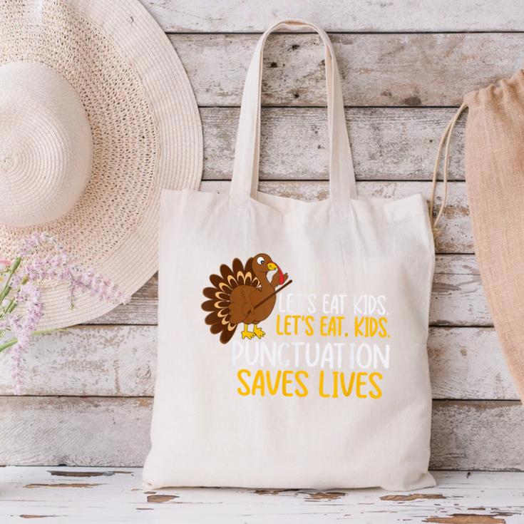 Lets Eat Kids Punctuation Turkey Thanksgiving Teacher Canvas Tote Bag, gift for family, gift for coworker Lets Eat Kids Punctuation Turkey Thanksgiving Teacher Canvas Tote Bag, gift for family, gift for coworker