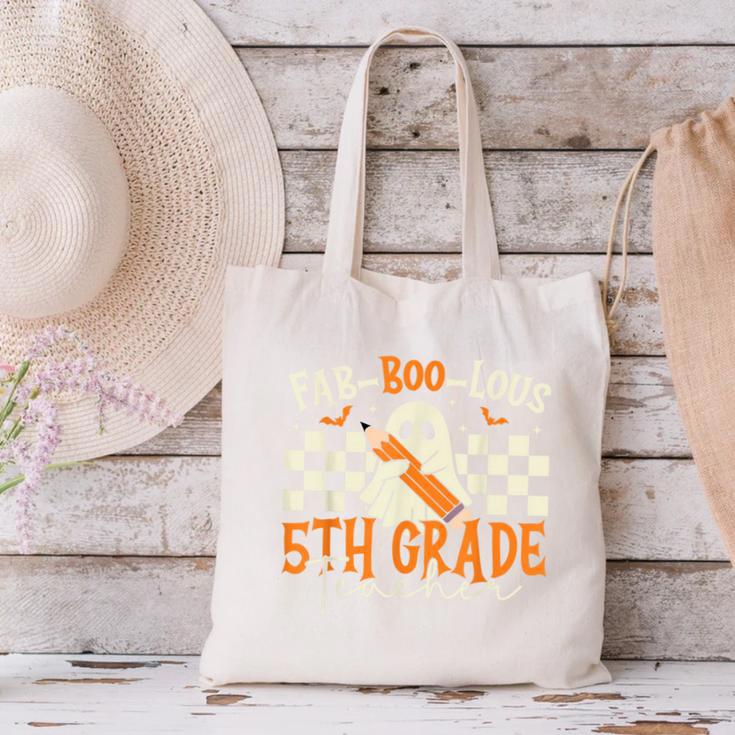 Fab Boo Lous 5th Grade Teacher Retro Ghost Spooky Halloween Canvas Tote Bag, gift for family, gift for coworker Fab Boo Lous 5th Grade Teacher Retro Ghost Spooky Halloween Canvas Tote Bag, gift for family, gift for coworker