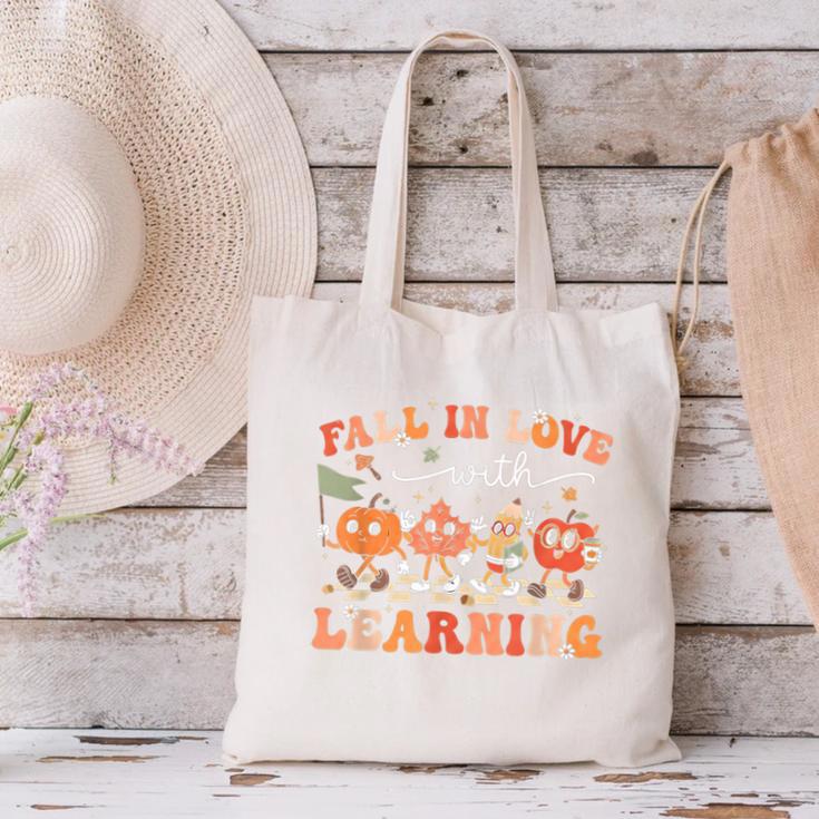 Fall In Love With Learning Autumn Teacher Thanksgiving Canvas Tote Bag, gift for family, gift for coworker Fall In Love With Learning Autumn Teacher Thanksgiving Canvas Tote Bag, gift for family, gift for coworker