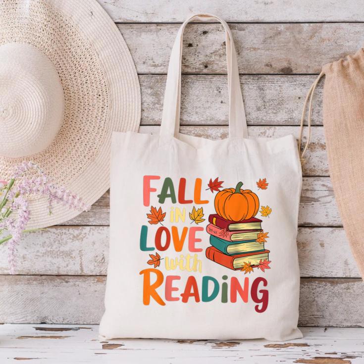 Fall In Love With Reading Autumn Thanksgiving Shirt Teacher Canvas Tote Bag, gift for family, gift for coworker Fall In Love With Reading Autumn Thanksgiving Shirt Teacher Canvas Tote Bag, gift for family, gift for coworker