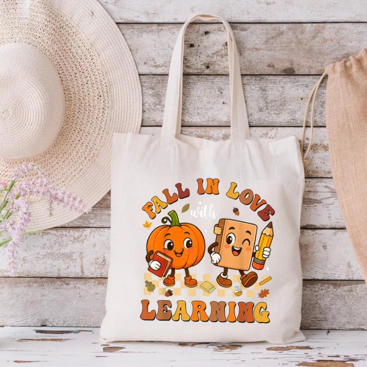 Fall In Love With Reading Book Autumn Pumpkins And Teachers Canvas Tote Bag, gift for family, gift for coworker Fall In Love With Reading Book Autumn Pumpkins And Teachers Canvas Tote Bag, gift for family, gift for coworker