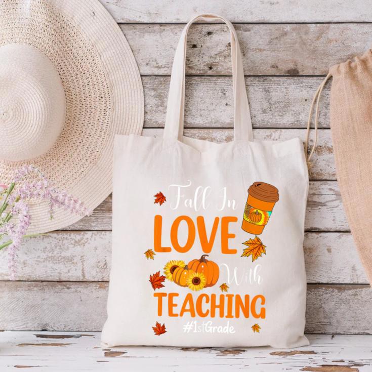 Fall In Love With Teaching 1st Grade Teacher Thanksgiving For Men Women Girls Kids Canvas Tote Bag, gift for family, gift for coworker Fall In Love With Teaching 1st Grade Teacher Thanksgiving For Men Women Girls Kids Canvas Tote Bag, gift for family, gift for coworker