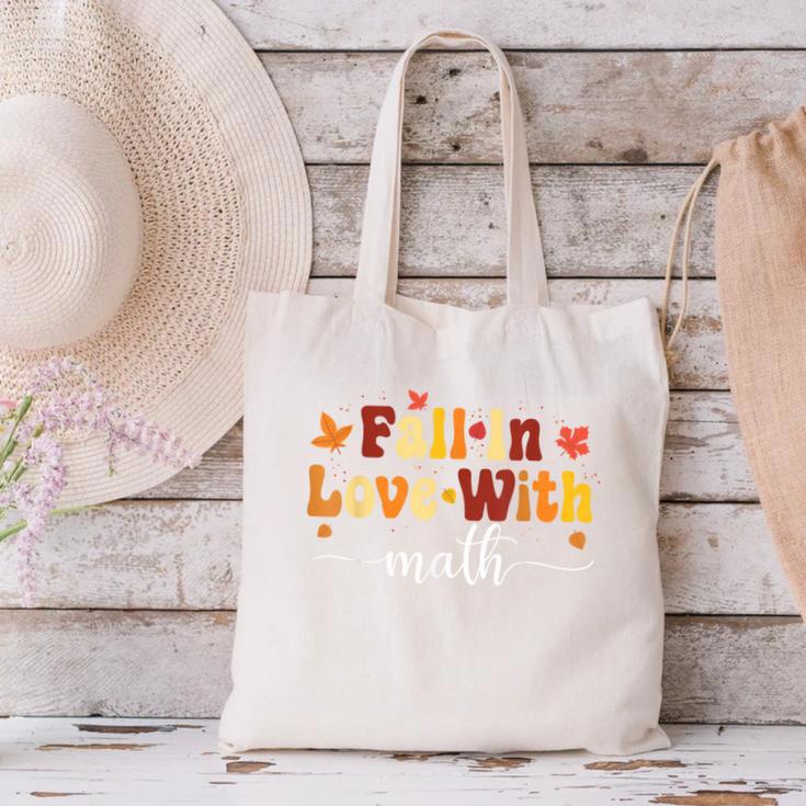 Fall Teacher Fall In Love With Math Math Thanksgiving Canvas Tote Bag, gift for family, gift for coworker Fall Teacher Fall In Love With Math Math Thanksgiving Canvas Tote Bag, gift for family, gift for coworker