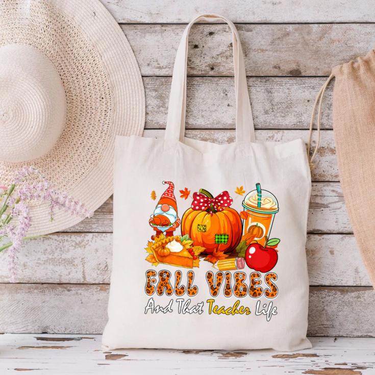 Fall Vibes Costume Teacher Thanksgiving Leopard Gnome Canvas Tote Bag, gift for family, gift for coworker