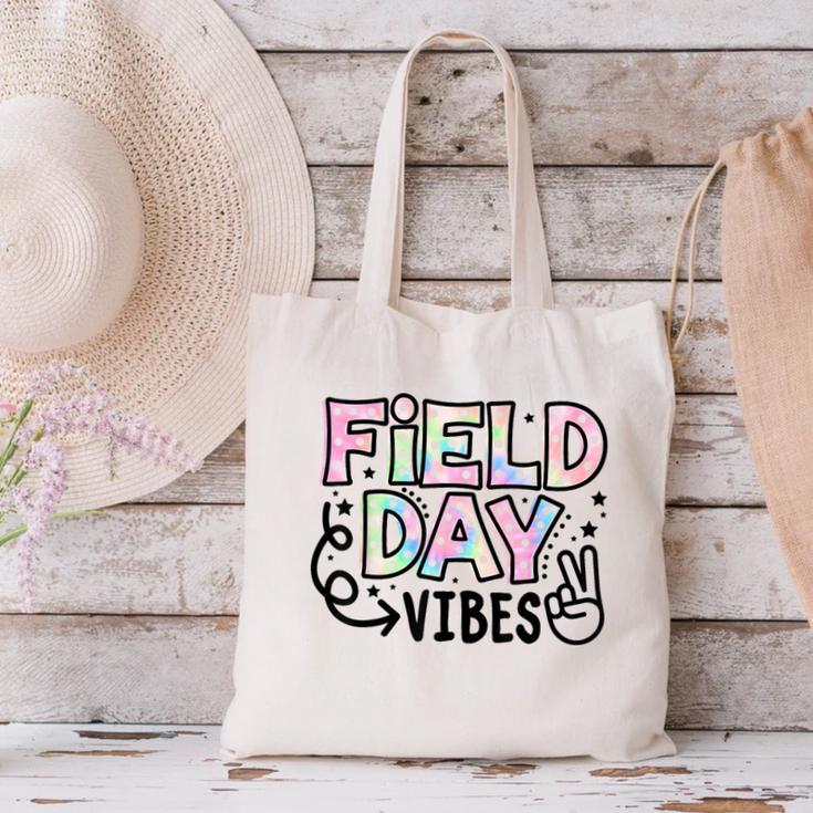 Field Day Vibes For Teacher Kids Happy Field Day 2025 Canvas Tote Bag, gift for family, gift for coworker Field Day Vibes For Teacher Kids Happy Field Day 2025 Canvas Tote Bag, gift for family, gift for coworker