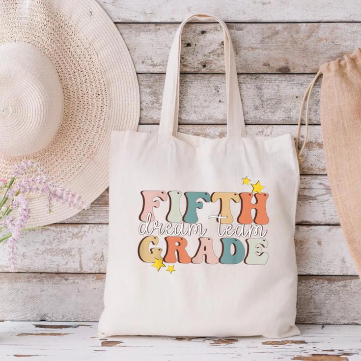 Fifth Grade Dream Team First Day Of 5th Grade Teachers Canvas Tote Bag, First Grade Teacher Tote Bags, gift for family, gift for coworker Fifth Grade Dream Team First Day Of 5th Grade Teachers Canvas Tote Bag, First Grade Teacher Tote Bags, gift for family, gift for coworker