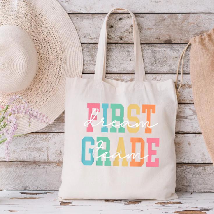 First Grade Dream Team Back To School 1st Grade Teacher Canvas Tote Bag, First Grade Teacher Tote Bags, gift for family, gift for coworker First Grade Dream Team Back To School 1st Grade Teacher Canvas Tote Bag, First Grade Teacher Tote Bags, gift for family, gift for coworker