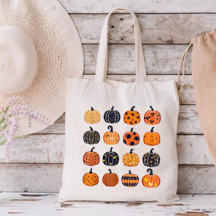 Folk Art Pumpkins Teacher Nurses Admin Witch Halloween Cute Canvas Tote Bag, gift for family, gift for coworker Folk Art Pumpkins Teacher Nurses Admin Witch Halloween Cute Canvas Tote Bag, gift for family, gift for coworker