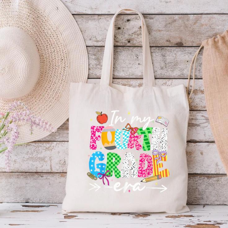 In My Fourth Grade Era 4th Grade Girl Teacher Back To School Canvas Tote Bag, 4th Grade Teacher Tote Bags, gift for family, gift for coworker