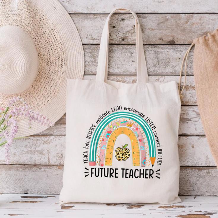 Future Teacher Cute Rainbow Leopard Teacher Outfit For Men Women Girls Kids Canvas Tote Bag, Future Teacher Tote Bags, gift for family, gift for coworker Future Teacher Cute Rainbow Leopard Teacher Outfit For Men Women Girls Kids Canvas Tote Bag, Future Teacher Tote Bags, gift for family, gift for coworker