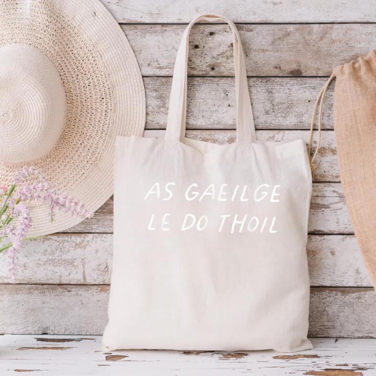 As Gaeilge Le Do Thoil Irish Teacher Ireland Back To School Canvas Tote Bag, gift for family, gift for coworker As Gaeilge Le Do Thoil Irish Teacher Ireland Back To School Canvas Tote Bag, gift for family, gift for coworker