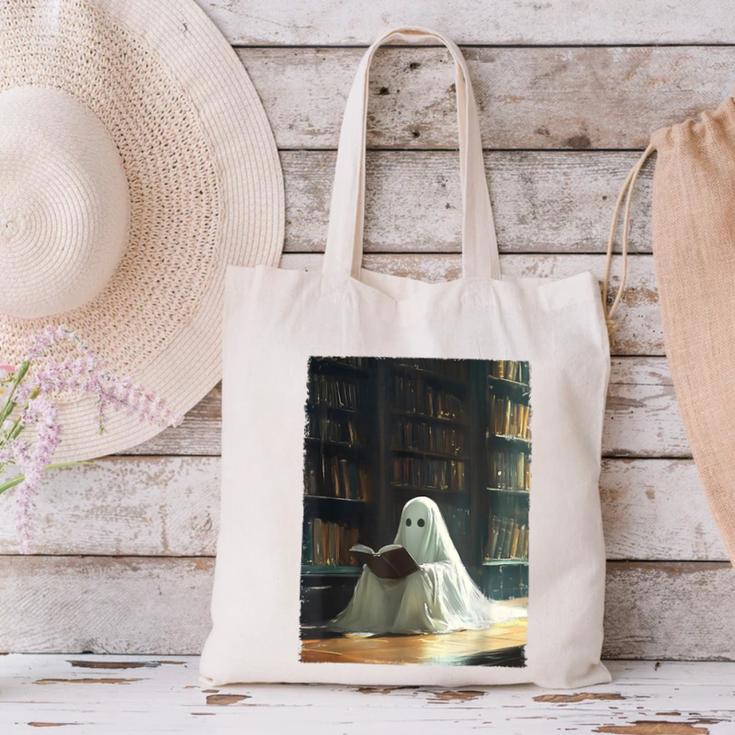Ghost Library Halloween Book Reading Books Lover Teacher Canvas Tote Bag, gift for family, gift for coworker Ghost Library Halloween Book Reading Books Lover Teacher Canvas Tote Bag, gift for family, gift for coworker
