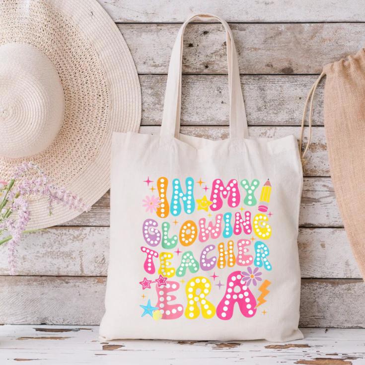 In My Glowing Teacher Era Teaching Back To School Canvas Tote Bag, gift for family, gift for coworker In My Glowing Teacher Era Teaching Back To School Canvas Tote Bag, gift for family, gift for coworker