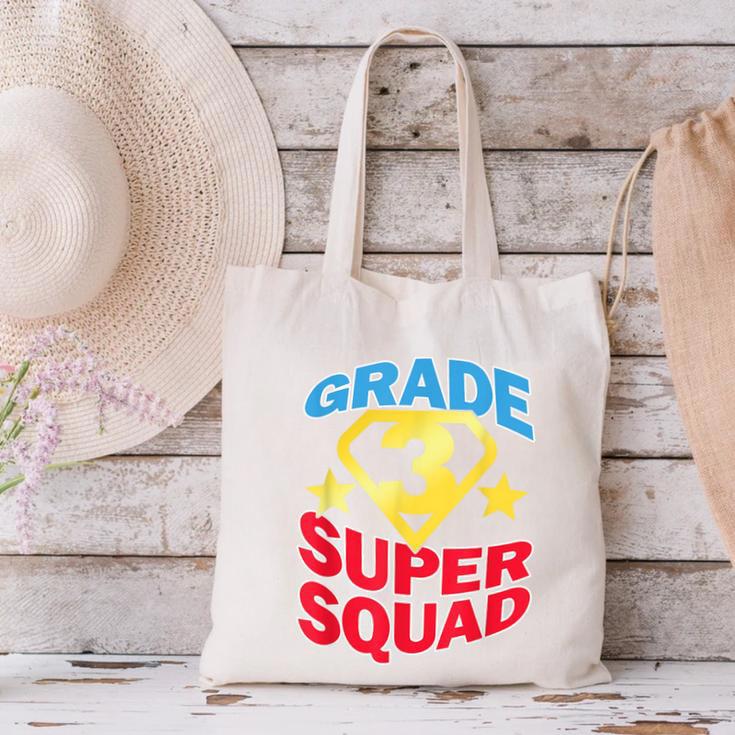 Grade 3 Super Squad Superhero Teacher Team Men Women Girls Kids Canvas Tote Bag, Super Teacher Tote Bags, gift for family, gift for coworker